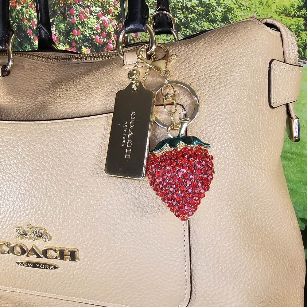🍓 Charm | Strawberry Keychain Red Rhinestone Crystal bag purse 'Charm' - Picture 3 of 15